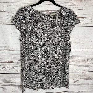 LOFT Medium Black White Print Blouse